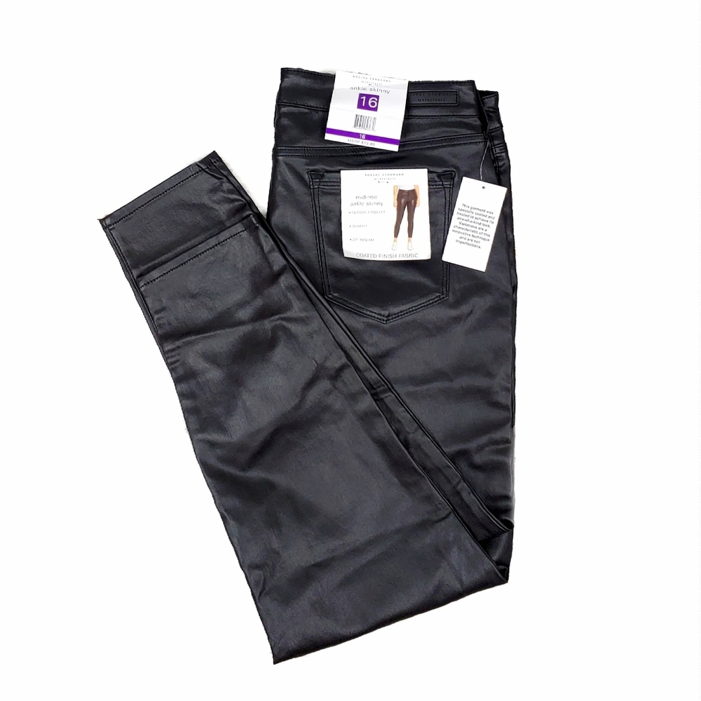 NWT Sanctuary Blk Coated Skinny Jeans 16 + Hoodie - Picture 5 of 13